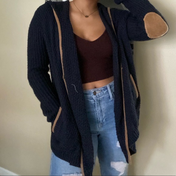 Abercrombie & Fitch Navy Patchwork Cardigan with hood - Picture 4 of 6